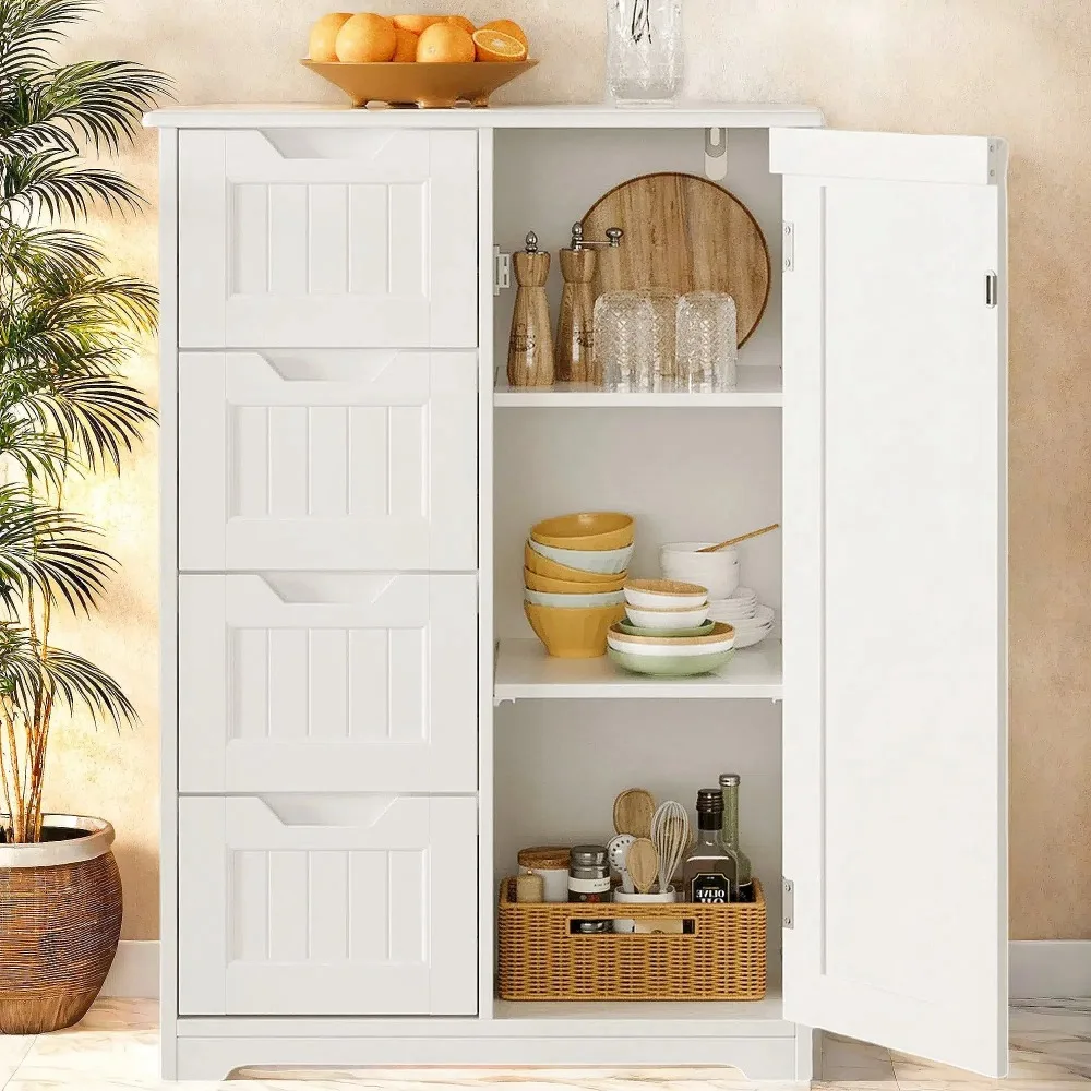 Lofka 34" White Kitchen Pantry Cabinet with 4 Drawers & Adjustable Shelves, Freestanding Storage for Kitchen, Bathroom
Lofka 34" White Kitchen Pantry Cabinet with 4 Drawers & Adjustable Shelves, Freestanding Storage for Kitchen, Bathroom