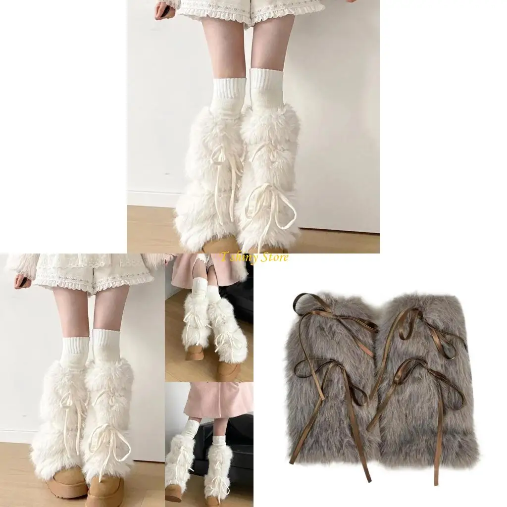 N58F Women Gothic Fuzzy Leg Warmer Boot Cover Harajuku Ribbon Bowknot Furry Plush Leggings Cover Long Socks Streetwear
N58F Women Gothic Fuzzy Leg Warmer Boot Cover Harajuku Ribbon Bowknot Furry Plush Leggings Cover Long Socks Streetwear