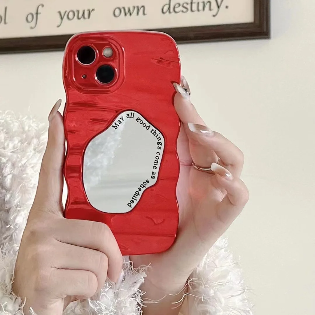 Drop-resistant China Red Care For Apple 15Promax Phone Case with Makeup Mirror and Wave Pattern for 14 and 13Pro11Plus
Drop-resistant China Red Care For Apple 15Promax Phone Case with Makeup Mirror and Wave Pattern for 14 and 13Pro11Plus