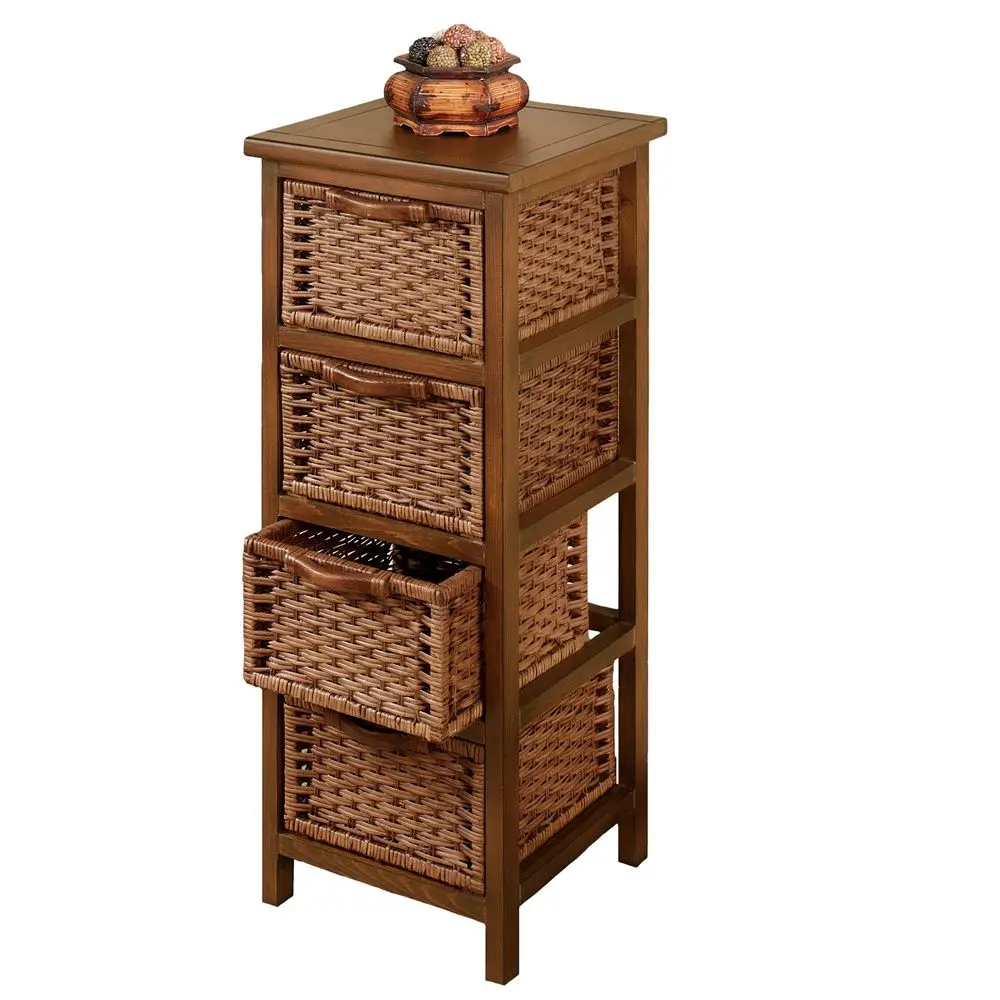 Regal Walnut Wooden and Woven Basket Chest of Drawers
Regal Walnut Wooden and Woven Basket Chest of Drawers