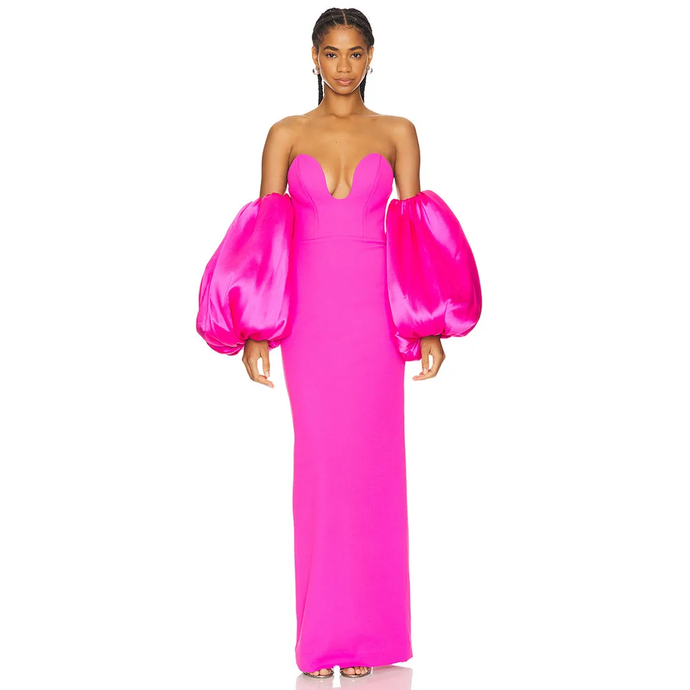 Sexy Rose Evening Dress For Wedding Strapless With Lantern Sleeves Saudi Dress Floor Lengh Simple Formal Mermaid Party Dress
Sexy Rose Evening Dress For Wedding Strapless With Lantern Sleeves Saudi Dress Floor Lengh Simple Formal Mermaid Party Dress