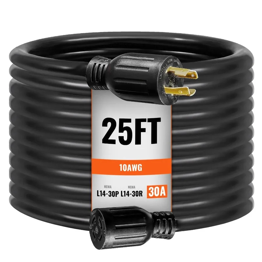 30 Amp Generator Cord and Power Inlet Box Kit 25 FT NEMA L1430P L1430R STW 10 AWG Generator Power Extension Cord with Twist Lo
30 Amp Generator Cord and Power Inlet Box Kit 25 FT NEMA L1430P L1430R STW 10 AWG Generator Power Extension Cord with Twist Lo