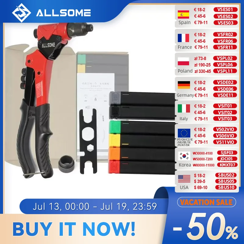 ALLSOME Single Universal 3 in 1 Multi Function Rivet gun with Nut rivet Hand rivet Reamer Tool
ALLSOME Single Universal 3 in 1 Multi Function Rivet gun with Nut rivet Hand rivet Reamer Tool