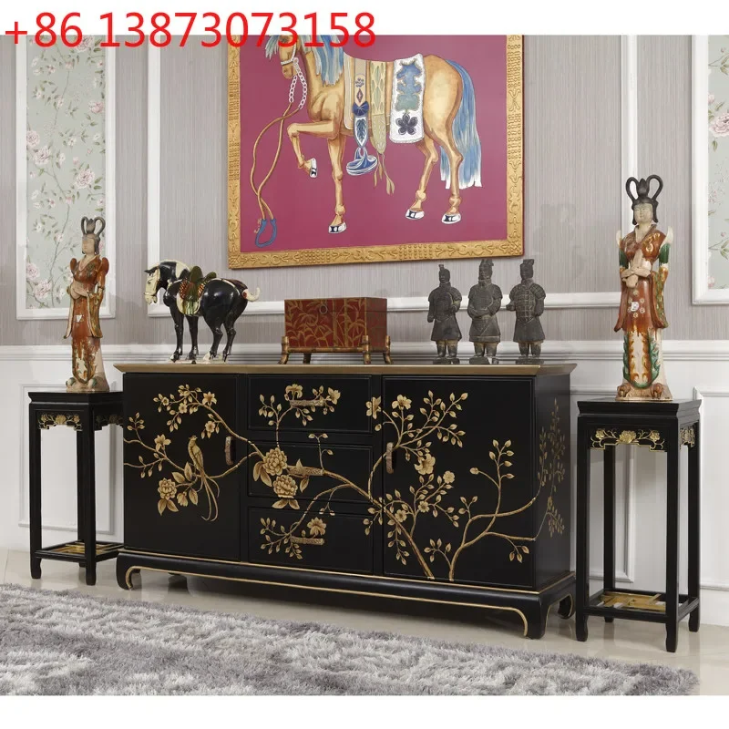 French retro Chinese black gold painted large entrance hall entrance furniture villa living room solid wood cabinet
French retro Chinese black gold painted large entrance hall entrance furniture villa living room solid wood cabinet