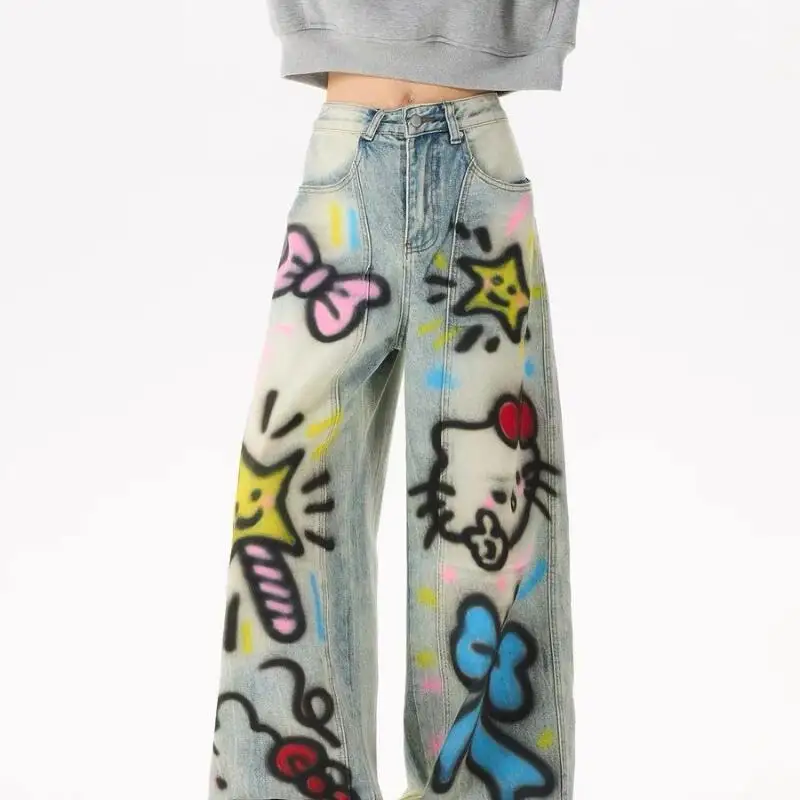 Джинсы с принтом Hello Kitty Y2K, американские милые крутые допаминовые женские джинсы с рисунком каракулей, большие размеры, популярные брюки Scimitar для девочек
Джинсы с принтом Hello Kitty Y2K, американские милые крутые допаминовые женские джинсы с рисунком каракулей, большие размеры, популярные брюки Scimitar для девочек