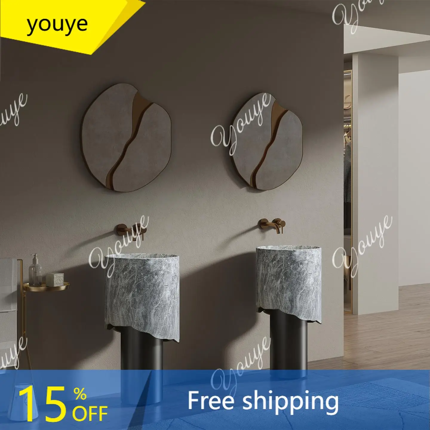 To Modern Blue Round Pedestal Sink, Minimalist Freestanding Ceramic Washbasin For Bathroom Vanity, Customizable Lavatory Basin
To Modern Blue Round Pedestal Sink, Minimalist Freestanding Ceramic Washbasin For Bathroom Vanity, Customizable Lavatory Basin