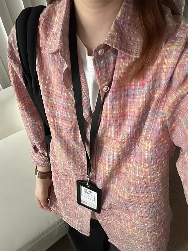 Pink Plaid Bubble Shirt Men's Long Sleeve Textured Spring American Dopamine Shirt Outerwear Loose Fit Youthful Trend Summer
Pink Plaid Bubble Shirt Men's Long Sleeve Textured Spring American Dopamine Shirt Outerwear Loose Fit Youthful Trend Summer