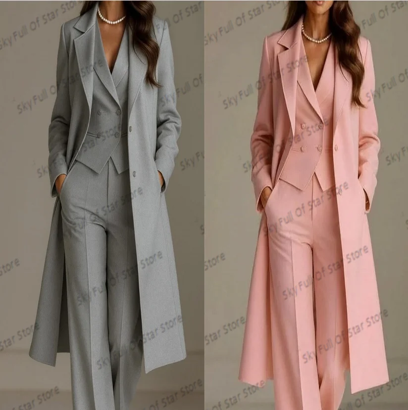 Long Grey Women Suit Set 3 Pcs Blazer+Vest+Pants Trousers Cotton Formal Business Office Lady Jacket Wedding Coat Customized
Long Grey Women Suit Set 3 Pcs Blazer+Vest+Pants Trousers Cotton Formal Business Office Lady Jacket Wedding Coat Customized