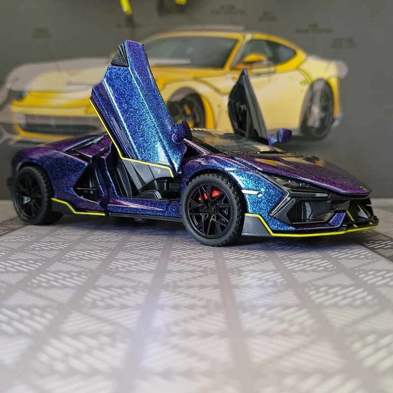 1:32 Lamborghini Revuelto alloy car model has simulated sound and lighting functions, doors on both sides that can be opened
1:32 Lamborghini Revuelto alloy car model has simulated sound and lighting functions, doors on both sides that can be opened
