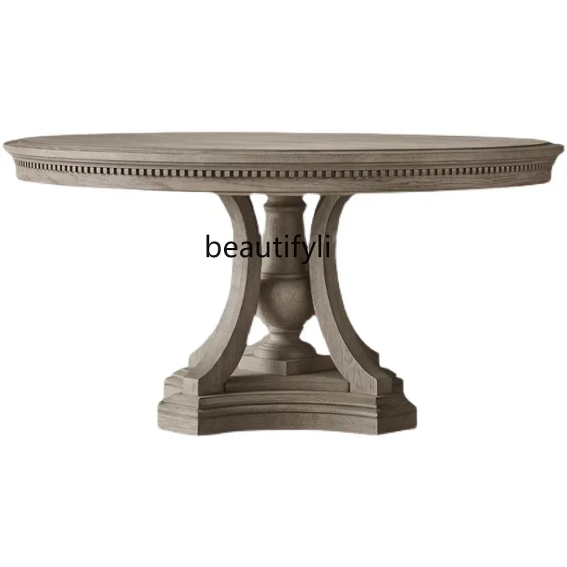 SS American restaurant log old retro round dining table ash wood solid wood carved dining table and chairs New Light Luxury
SS American restaurant log old retro round dining table ash wood solid wood carved dining table and chairs New Light Luxury