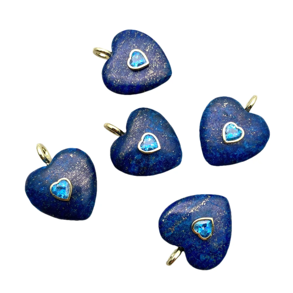 5 PCS Natural Gemstone Lapis Green Zircon Heart Shape Pendant For Handmade DIY Accessories
5 PCS Natural Gemstone Lapis Green Zircon Heart Shape Pendant For Handmade DIY Accessories