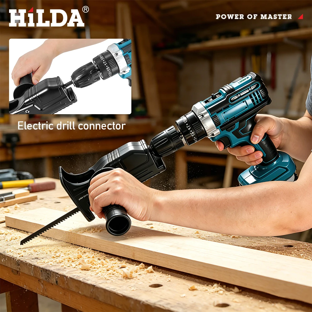 HILDA Portable Reciprocating Saw Attachment for Cordless Drill Universal Woodworking Metal Cutting Tool
HILDA Portable Reciprocating Saw Attachment for Cordless Drill Universal Woodworking Metal Cutting Tool