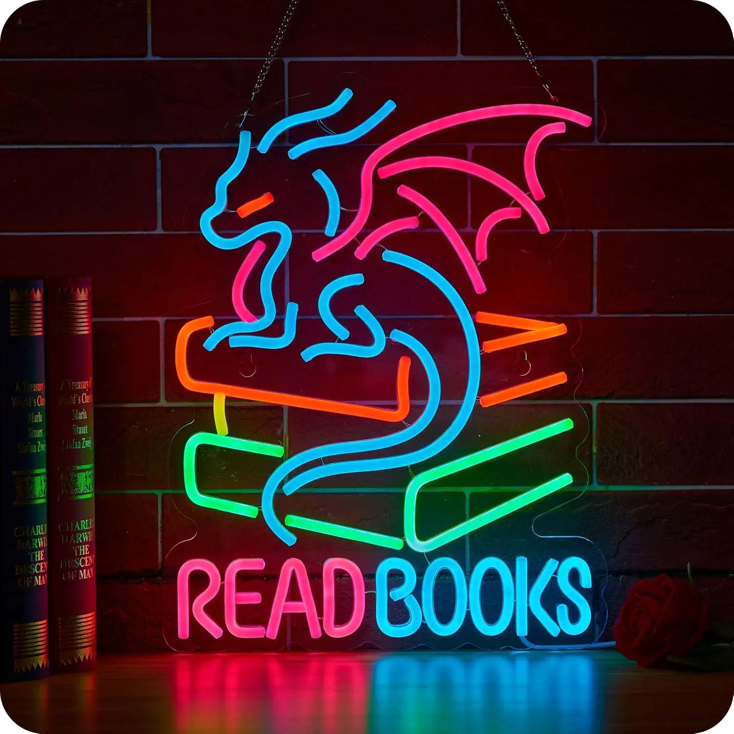 Read Books Dragon Neon Sign USB Dimmable LED Light for Library Classroom Study Room Wall Art Decor Special Gifts for Kids
Read Books Dragon Neon Sign USB Dimmable LED Light for Library Classroom Study Room Wall Art Decor Special Gifts for Kids