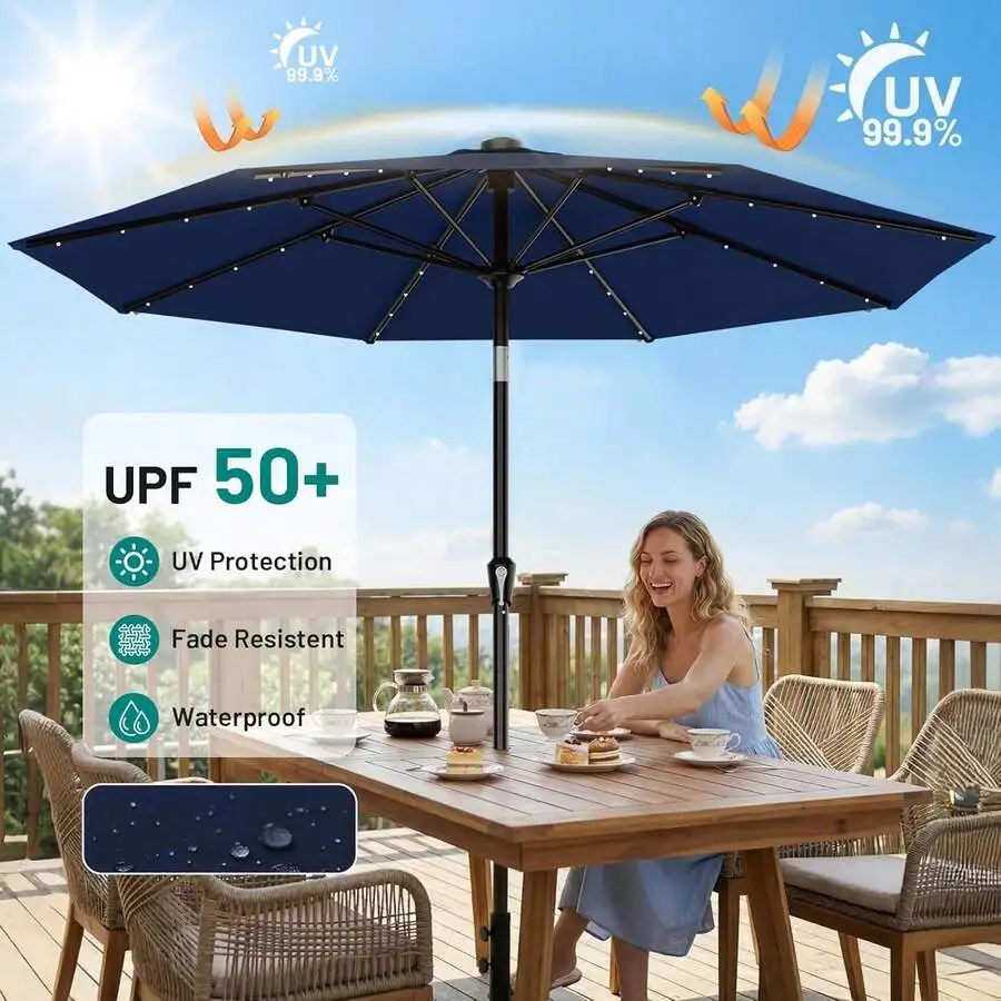 9FT Outdoor Patio Umbrella With LED Lights Crank Tilt UV Protection Waterproof
9FT Outdoor Patio Umbrella With LED Lights Crank Tilt UV Protection Waterproof