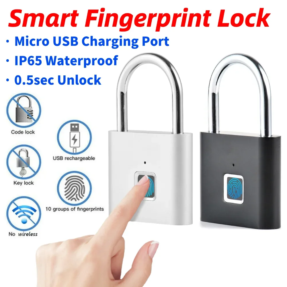 O10 Smart Fingerprint Lock 0.5sec Unlock High Sensitivity Waterproof Rechargeable Biometric Security Padlock for Luggage/Door
O10 Smart Fingerprint Lock 0.5sec Unlock High Sensitivity Waterproof Rechargeable Biometric Security Padlock for Luggage/Door