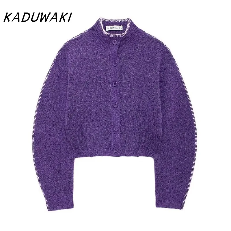 KADUWAKI Purple Sweater Women's Cardigan Knitwear Solid Long Sleeve Knitted Tops Elegant Chic Patchwork Inszart Jumper Woman Top
KADUWAKI Purple Sweater Women's Cardigan Knitwear Solid Long Sleeve Knitted Tops Elegant Chic Patchwork Inszart Jumper Woman Top
