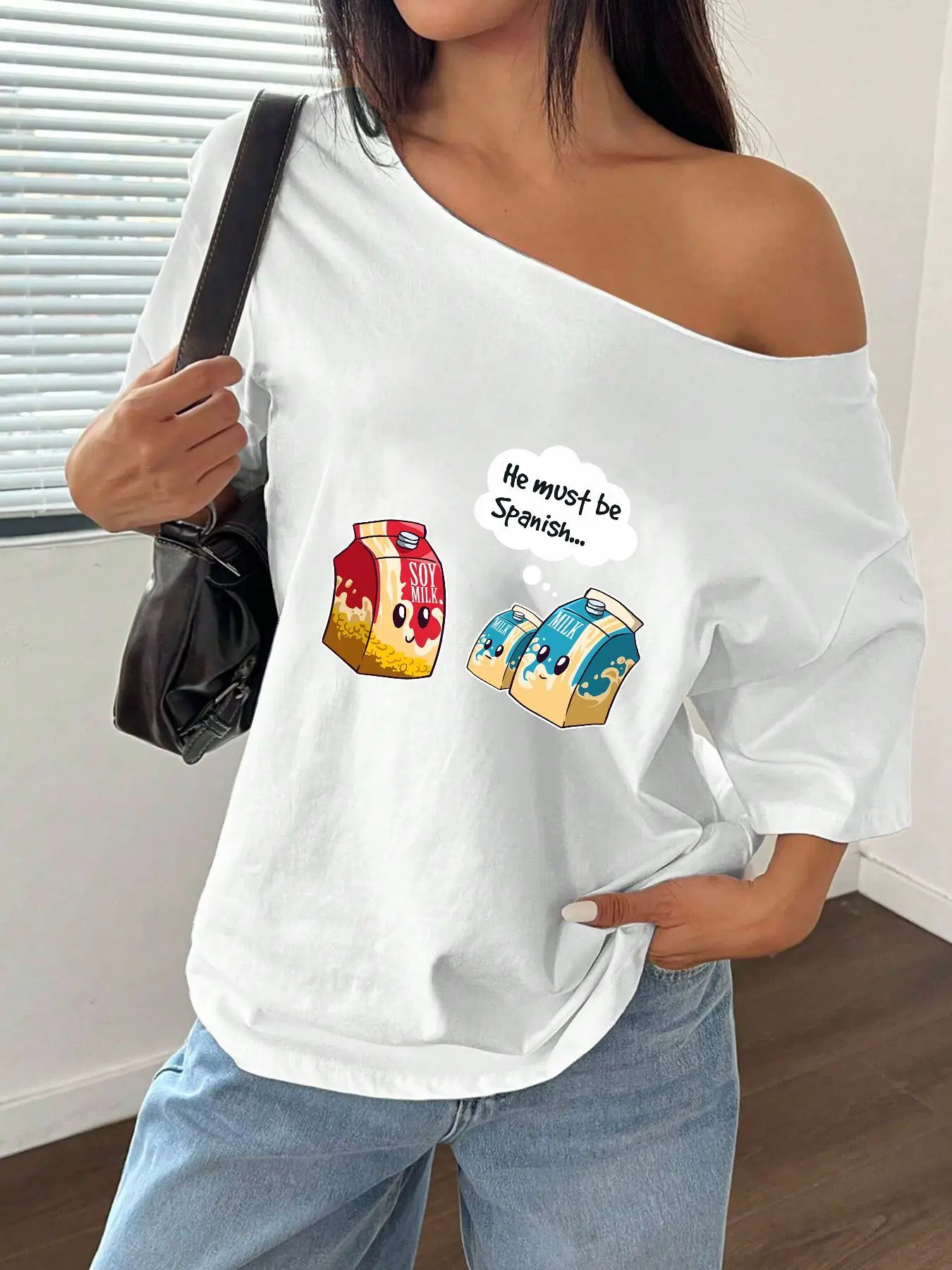 100% Cotton Plus Size Funny Soy Milk Cartoon Print Shoulder Loose Print T-Shirt Oversized Y2K Style Graphic Tees Women Tops S
100% Cotton Plus Size Funny Soy Milk Cartoon Print Shoulder Loose Print T-Shirt Oversized Y2K Style Graphic Tees Women Tops S