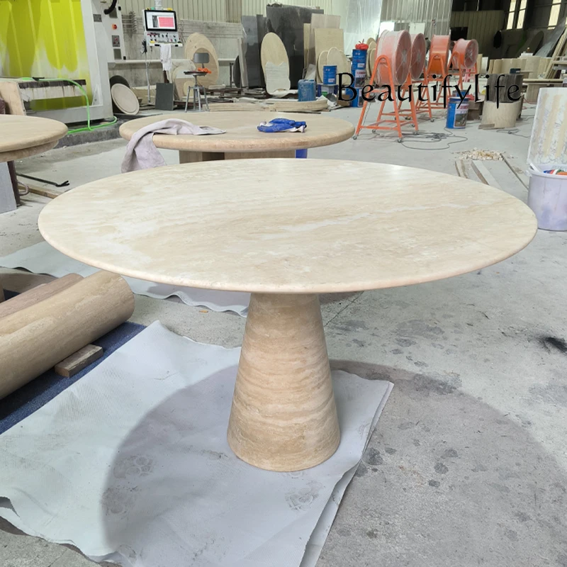 Medieval style natural marble dining table hotel designer round cone travertine Italian style
Medieval style natural marble dining table hotel designer round cone travertine Italian style