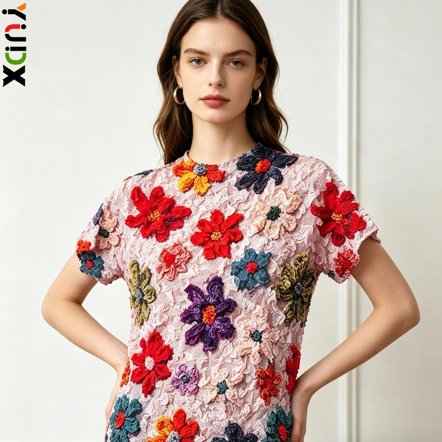 YUDX Miyake Pleated Women Floral Textured Short Sleeve Top Loose Fit Crew Neck Daily Wear Breathable Summer New Arrival Style
YUDX Miyake Pleated Women Floral Textured Short Sleeve Top Loose Fit Crew Neck Daily Wear Breathable Summer New Arrival Style