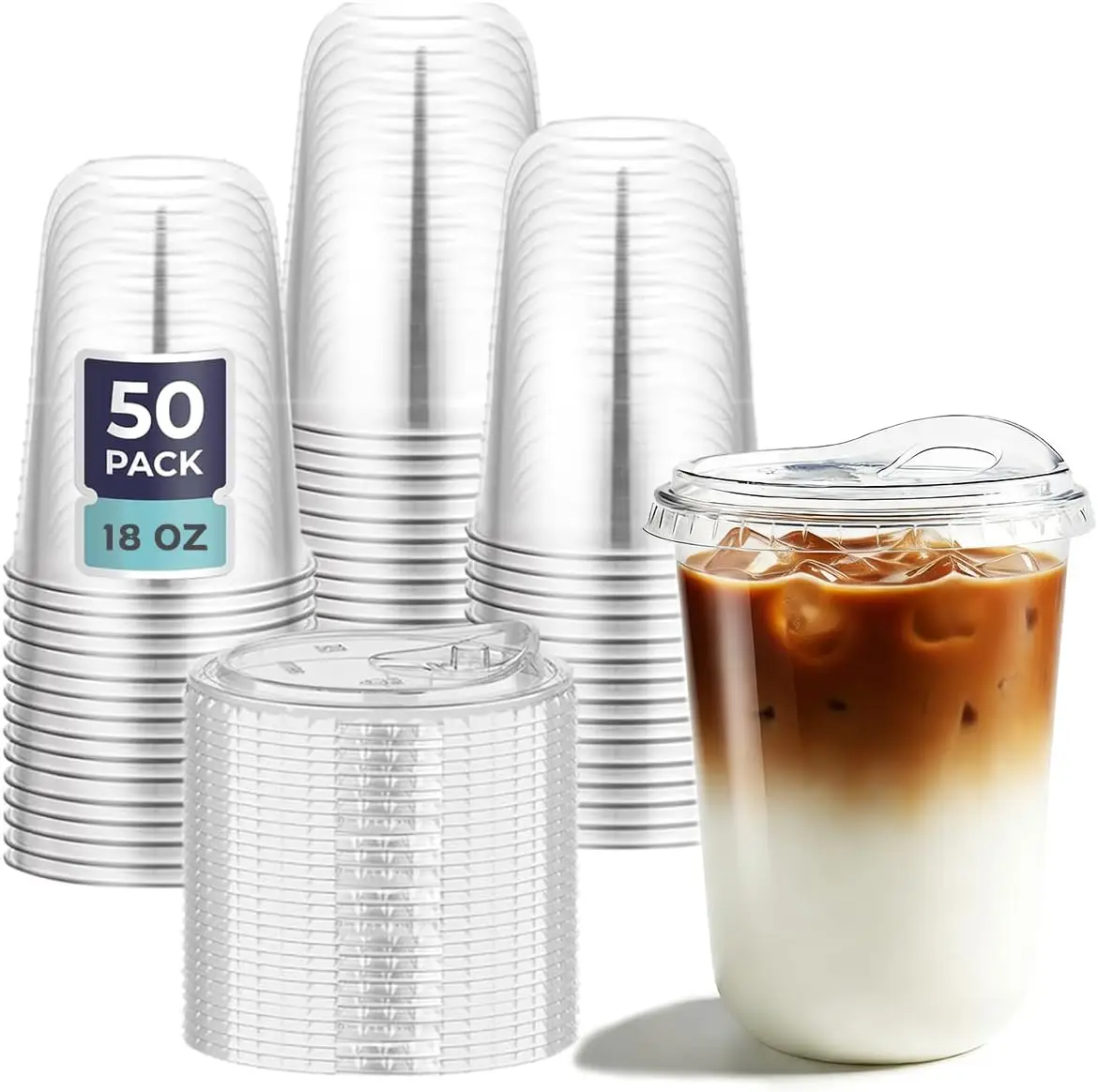 Clear Plastic Cups with Lids, 18 oz, 50 Pack Disposable Beverage Containers for Iced Coffee, Smoothie, Milkshake, Cold Drinks
Clear Plastic Cups with Lids, 18 oz, 50 Pack Disposable Beverage Containers for Iced Coffee, Smoothie, Milkshake, Cold Drinks