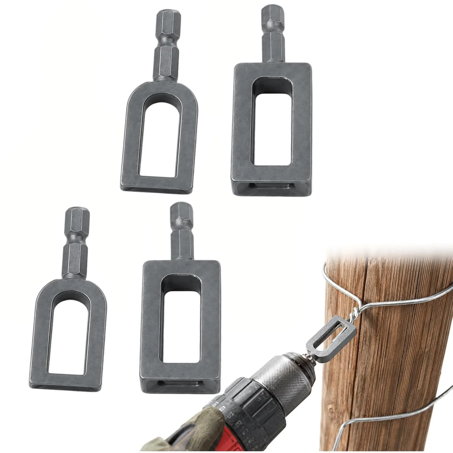 4pcs Heavy-Duty Electric Drill Wire Twister Tools, with 1/4 Inch Hex Shank, for Fence,Rebar Bundling,Construction -Winding Tools
4pcs Heavy-Duty Electric Drill Wire Twister Tools, with 1/4 Inch Hex Shank, for Fence,Rebar Bundling,Construction -Winding Tools