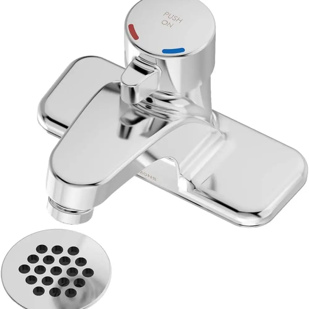 Single Handle Lavatory Faucet with Grid Drain, 4 Centerset, 0.5 GPM, Polished Chrome
Single Handle Lavatory Faucet with Grid Drain, 4 Centerset, 0.5 GPM, Polished Chrome