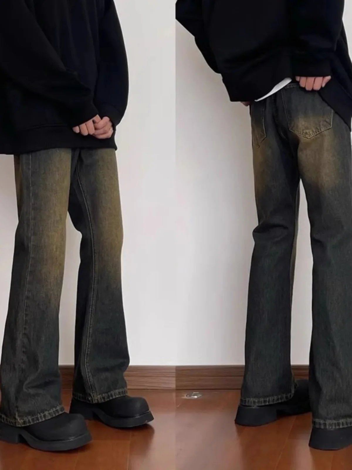Cleanfit Men's adual Flared Jeans mid Waist Long Trousers Casual Straight Leg Jeans Spring Autumn High Street Waed Retro
Cleanfit Men's adual Flared Jeans mid Waist Long Trousers Casual Straight Leg Jeans Spring Autumn High Street Waed Retro