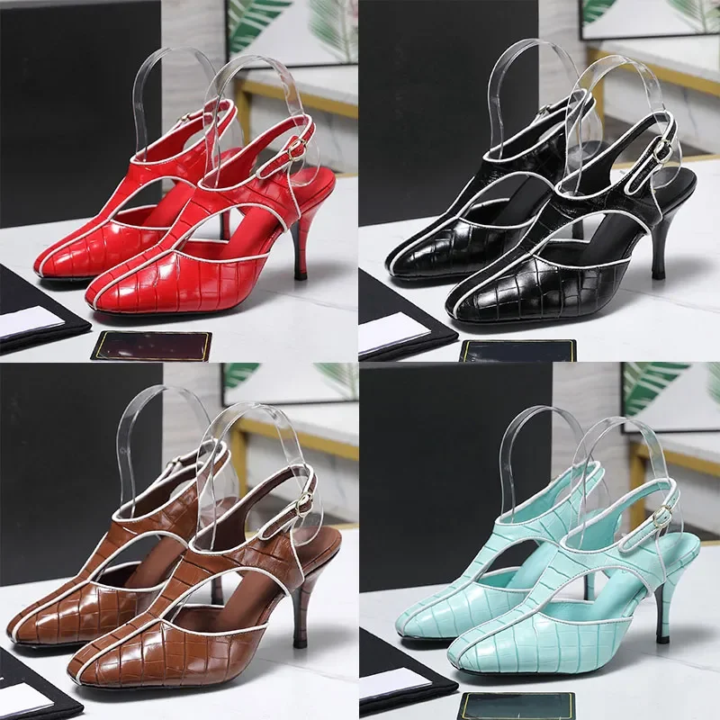 CC Designer Crocodile Grain Leather Slingback Pumps Womens Luxury Brand High Sandals Ladie Fashion High Heels Leather Outsole Si
CC Designer Crocodile Grain Leather Slingback Pumps Womens Luxury Brand High Sandals Ladie Fashion High Heels Leather Outsole Si