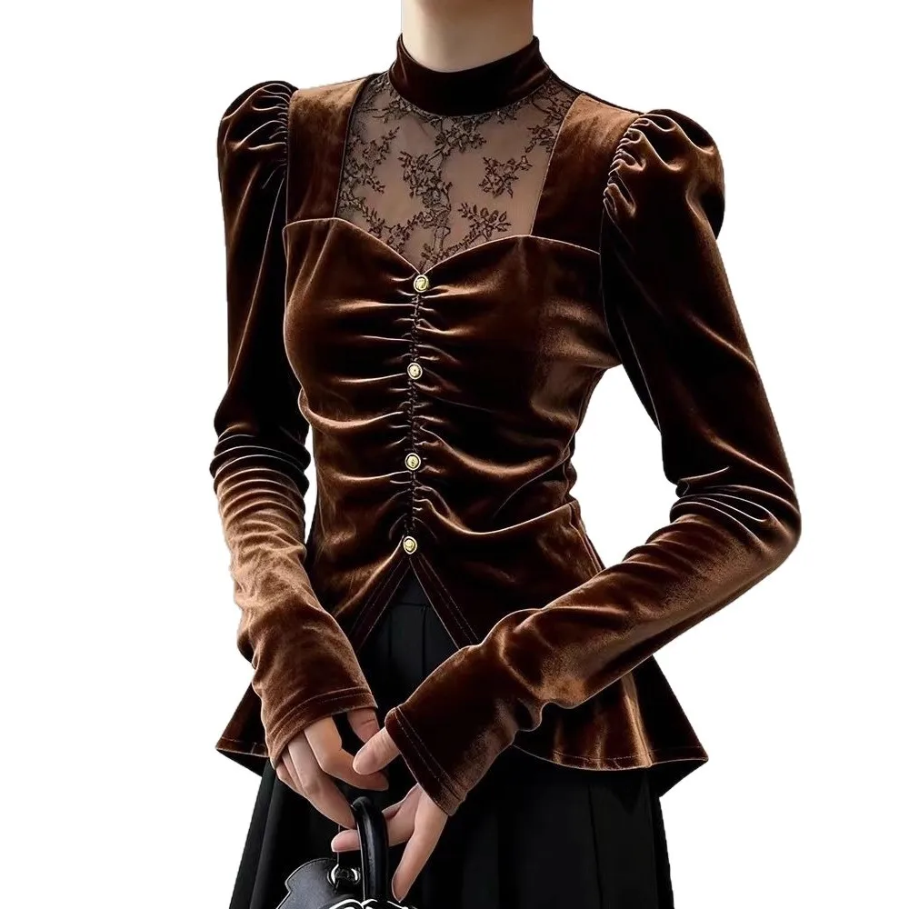 Вельветовая женская рубашка с длинным рукавом и кружевными вставками, элегантный офисный стиль, осенний модный дизайн, базовый слой, высококачественный полиэстер
Вельветовая женская рубашка с длинным рукавом и кружевными вставками, элегантный офисный стиль, осенний модный дизайн, базовый слой, высококачественный полиэстер