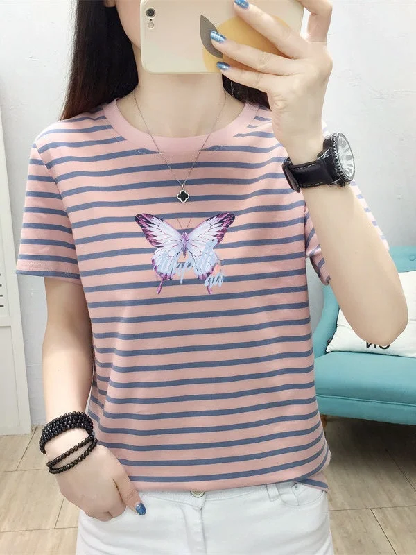 New 2026 Summer Fashionable Striped Mom Large Size Short Sleeve T-Shirt Women Casual Loose Comfortable Top Commute Style Cott...
New 2026 Summer Fashionable Striped Mom Large Size Short Sleeve T-Shirt Women Casual Loose Comfortable Top Commute Style Cott...
