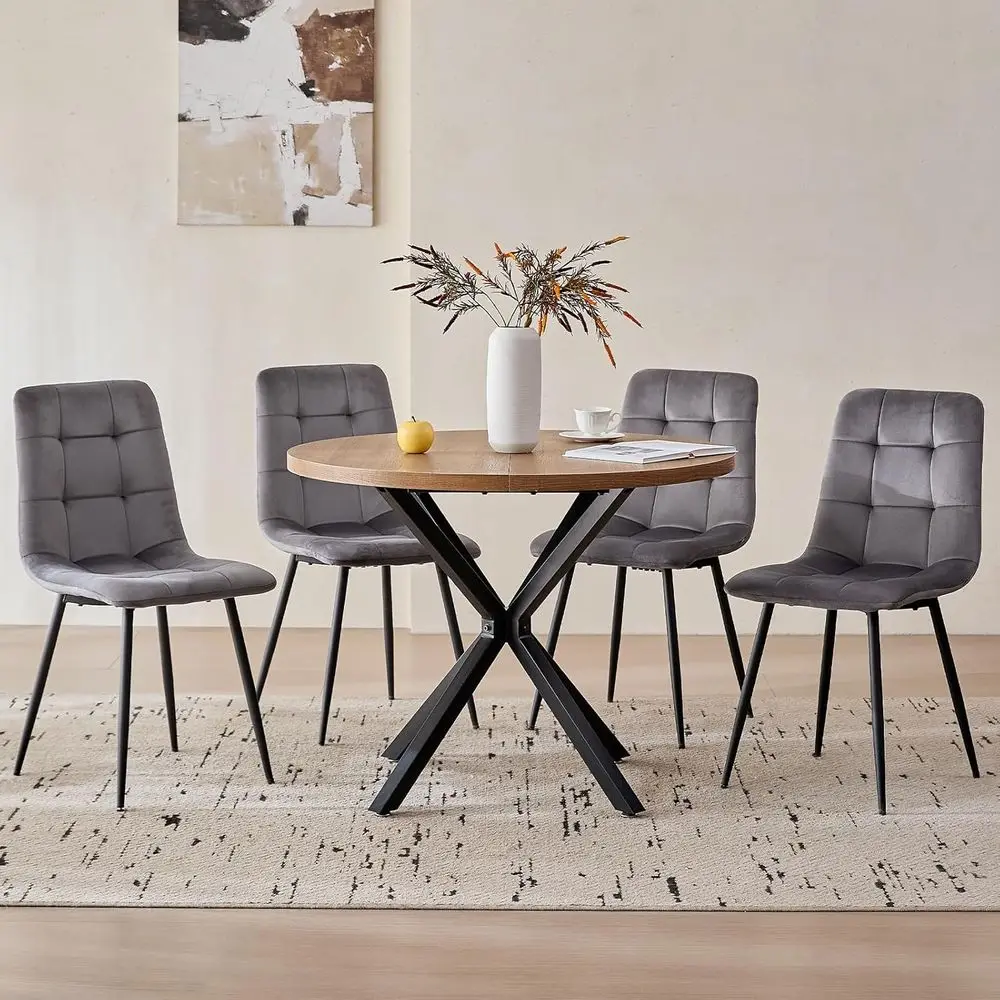 39" Round Dining Table Set or 4, Century Kitchen Table with 4 Velvet Dining Chairs or Aparent Living Room Space Saving
39" Round Dining Table Set or 4, Century Kitchen Table with 4 Velvet Dining Chairs or Aparent Living Room Space Saving