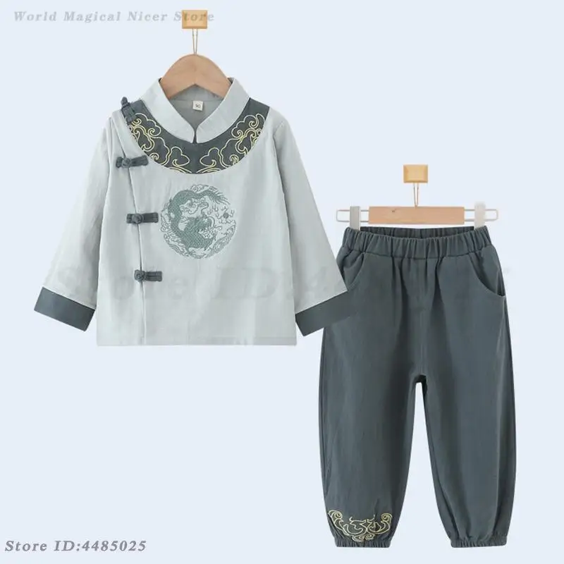 Kids Hanfu Boys Tang Suit New Year Birthday Gift Children Retro Chinese Traditional Clothes Spring Long Sleeve Top&Pant 2PCS Set
Kids Hanfu Boys Tang Suit New Year Birthday Gift Children Retro Chinese Traditional Clothes Spring Long Sleeve Top&Pant 2PCS Set