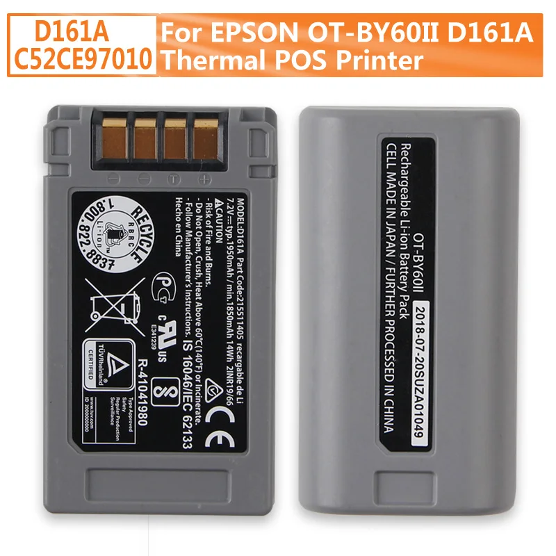2026 New Battery D161A C52CE97010 For EPSON OT-BY60II D161A Thermal POS Printer
2026 New Battery D161A C52CE97010 For EPSON OT-BY60II D161A Thermal POS Printer