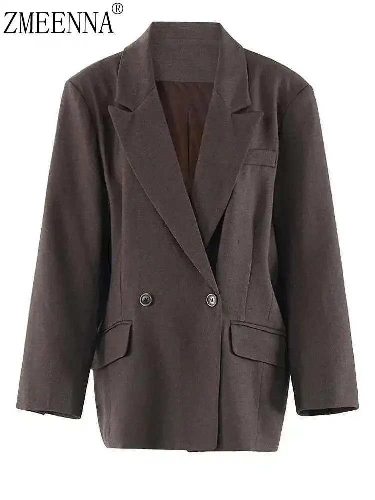 ZMEENNA Stylish Women's Brown Oversized Double Breasted Blazer Long Sleeves Notched Lapel Chic Casual Fashion Outerwear ZM1029
ZMEENNA Stylish Women's Brown Oversized Double Breasted Blazer Long Sleeves Notched Lapel Chic Casual Fashion Outerwear ZM1029
