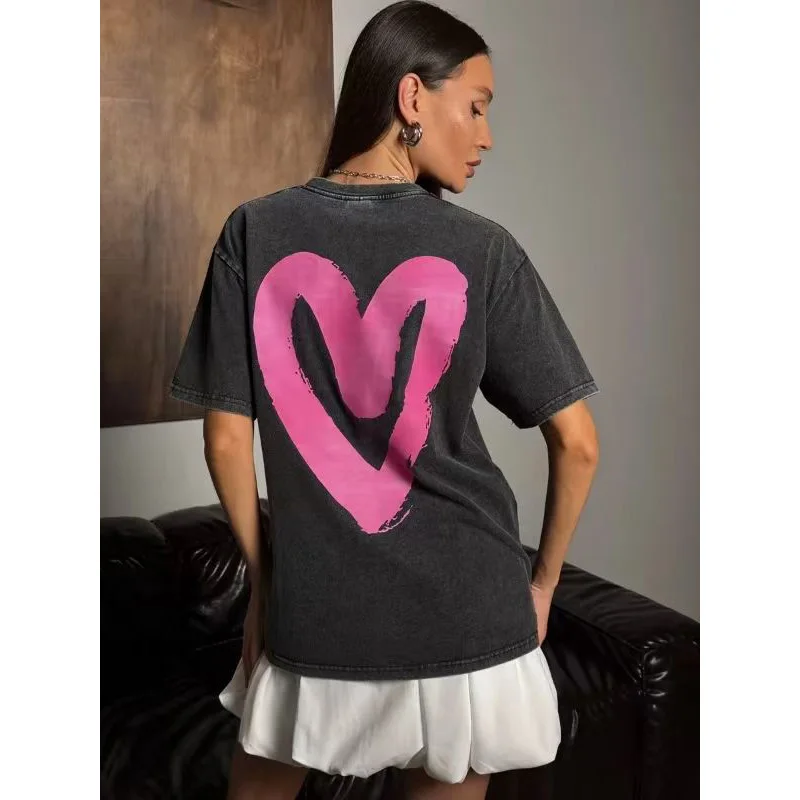 Women's Clothing Casual Loose Pure Cotton O-neck T-Shirt Summer New Chic Love Printing Vintage Short Sleeve Tops
Women's Clothing Casual Loose Pure Cotton O-neck T-Shirt Summer New Chic Love Printing Vintage Short Sleeve Tops