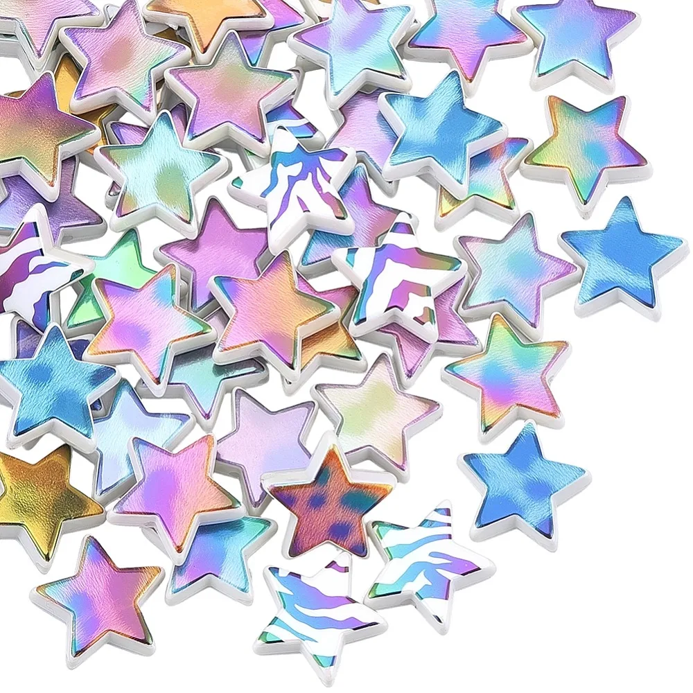 50Pcs Rainbow Iridescent Printed Opaque Acrylic Beads Mixed Styles Star Mixed Color 22x23.5x8mm Hole: 2.5mm
50Pcs Rainbow Iridescent Printed Opaque Acrylic Beads Mixed Styles Star Mixed Color 22x23.5x8mm Hole: 2.5mm
