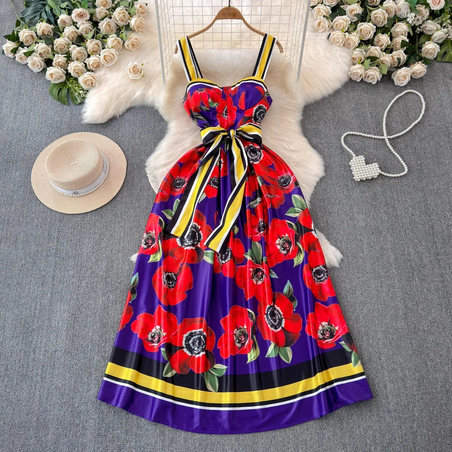 High Quality Women Summer Flower Print Sexy Sqrare Collar Sleeve Spaghetti Strap Bow High Waist Holiday Beach Sundress Dresses
High Quality Women Summer Flower Print Sexy Sqrare Collar Sleeve Spaghetti Strap Bow High Waist Holiday Beach Sundress Dresses