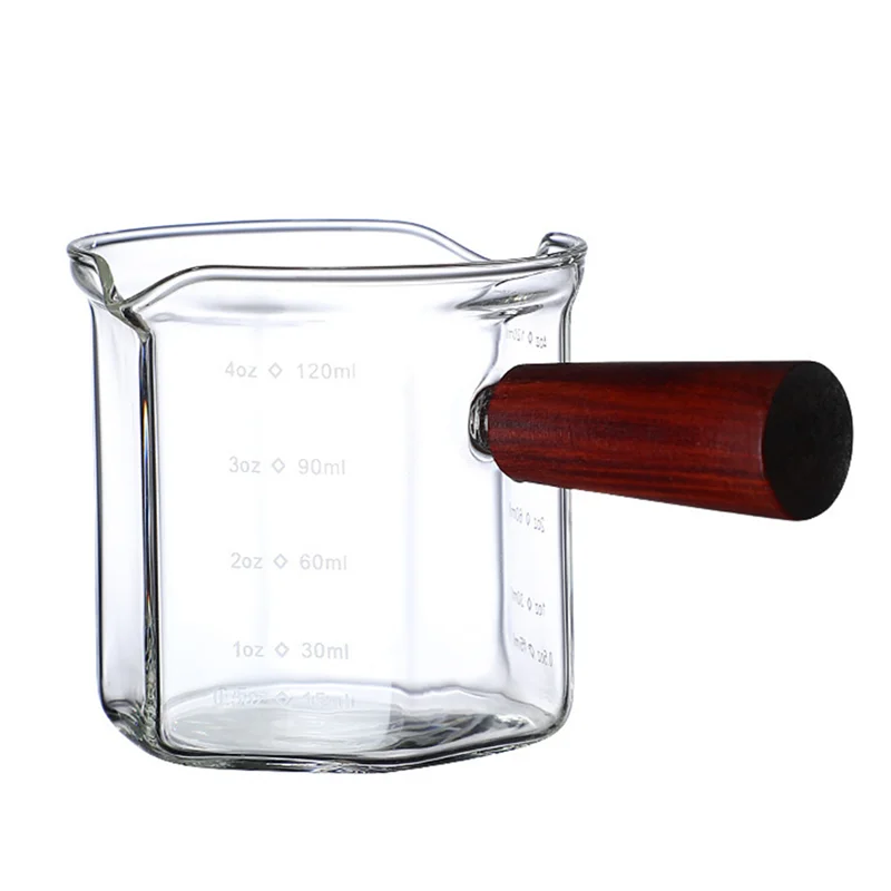 B08B-Wood Handle Glass Espresso Measuring Cup Double Mouth Milk Jug Coffee Supplies Clear Kitchen Measure Mug 120Ml
B08B-Wood Handle Glass Espresso Measuring Cup Double Mouth Milk Jug Coffee Supplies Clear Kitchen Measure Mug 120Ml