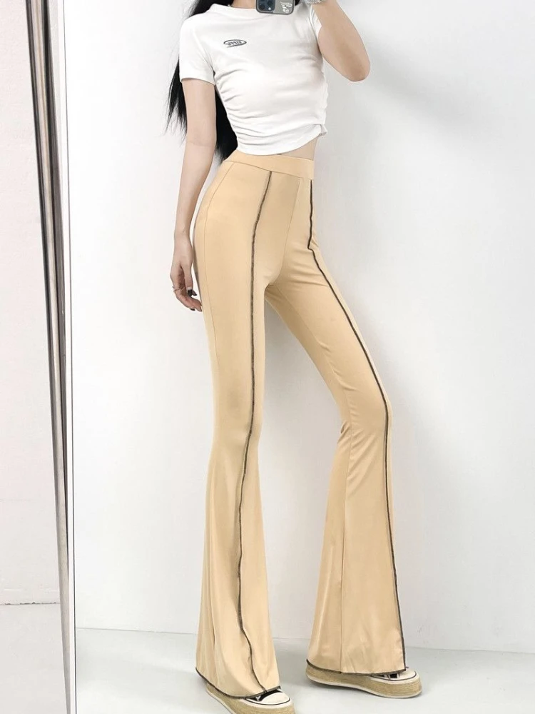 Summer Thin Elastic Flare Pants for Women Sexy Curve Hugging High Waist Trousers Casual Chic Solid Color Bottoms Ladies Fashion
Summer Thin Elastic Flare Pants for Women Sexy Curve Hugging High Waist Trousers Casual Chic Solid Color Bottoms Ladies Fashion