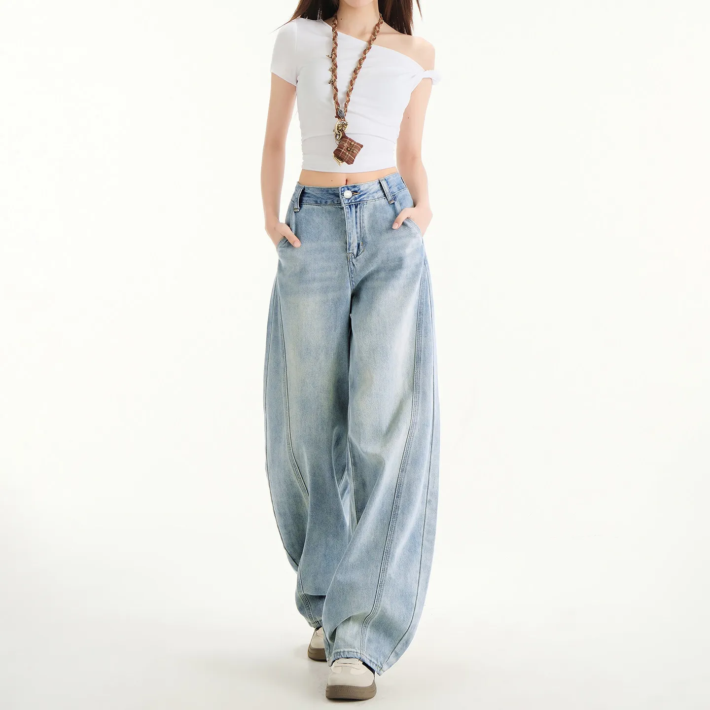 Light Wash Wide Leg High Waist Straight Cut Jeans Women's Summer Slimming Casual Drapey Pants Cotton Stretch Denim
Light Wash Wide Leg High Waist Straight Cut Jeans Women's Summer Slimming Casual Drapey Pants Cotton Stretch Denim