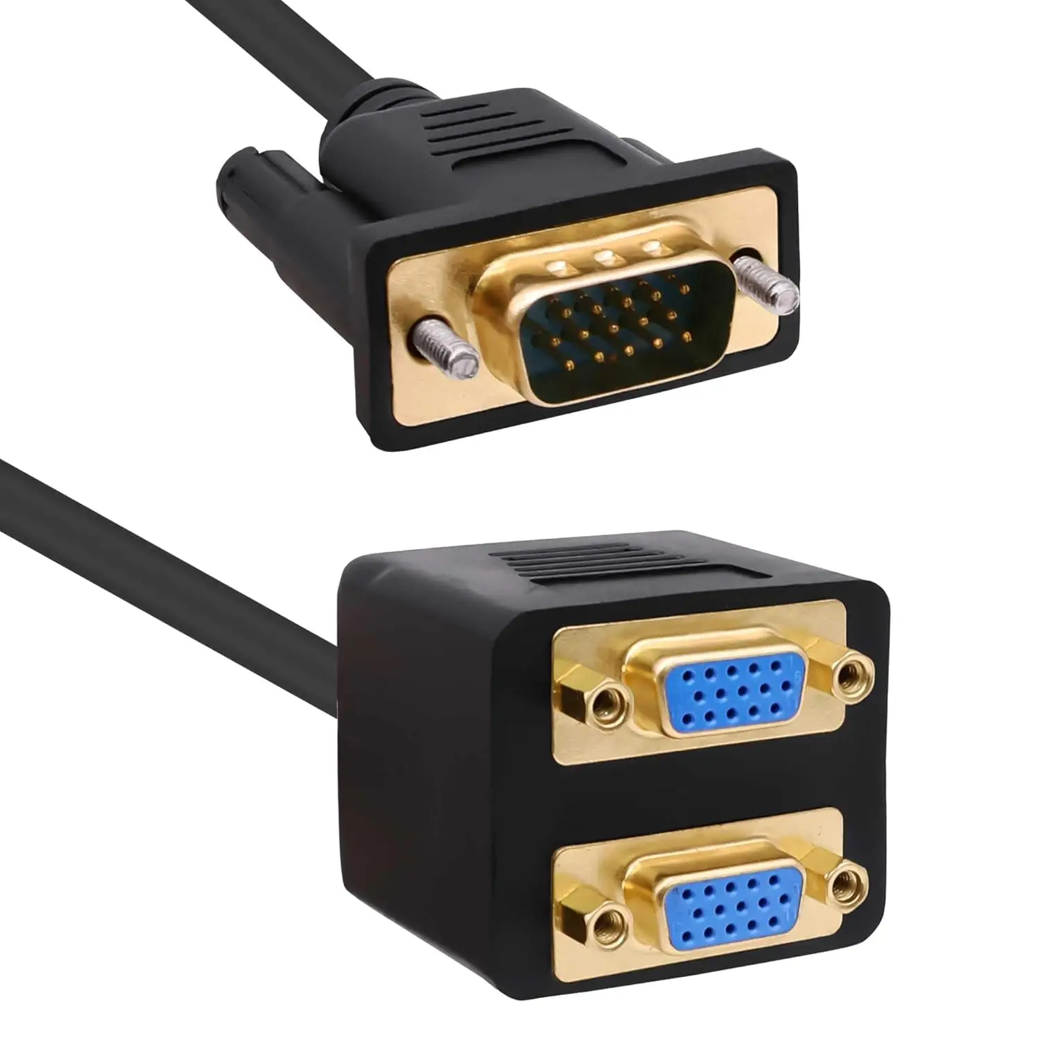 VGA Splitter Dual Monitor 1 Male to 2 Female Adapter Converter VGA Video Y Cable Cord D-SUB HD15 Pin Connector for PC TV etc
VGA Splitter Dual Monitor 1 Male to 2 Female Adapter Converter VGA Video Y Cable Cord D-SUB HD15 Pin Connector for PC TV etc
