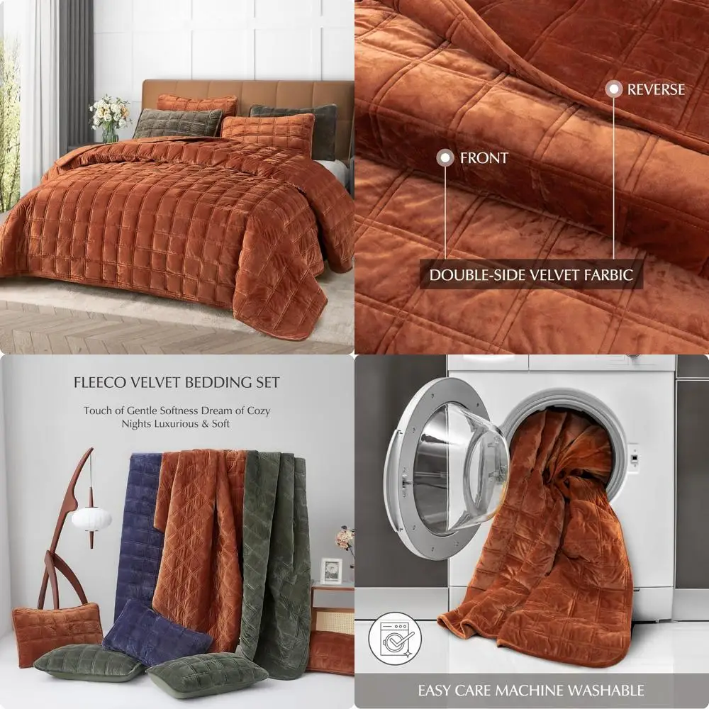 King Size Fleeco Velvet Quilted Comforter Set, Reversible 108x96, Lightweight Plush Bedding
King Size Fleeco Velvet Quilted Comforter Set, Reversible 108x96, Lightweight Plush Bedding