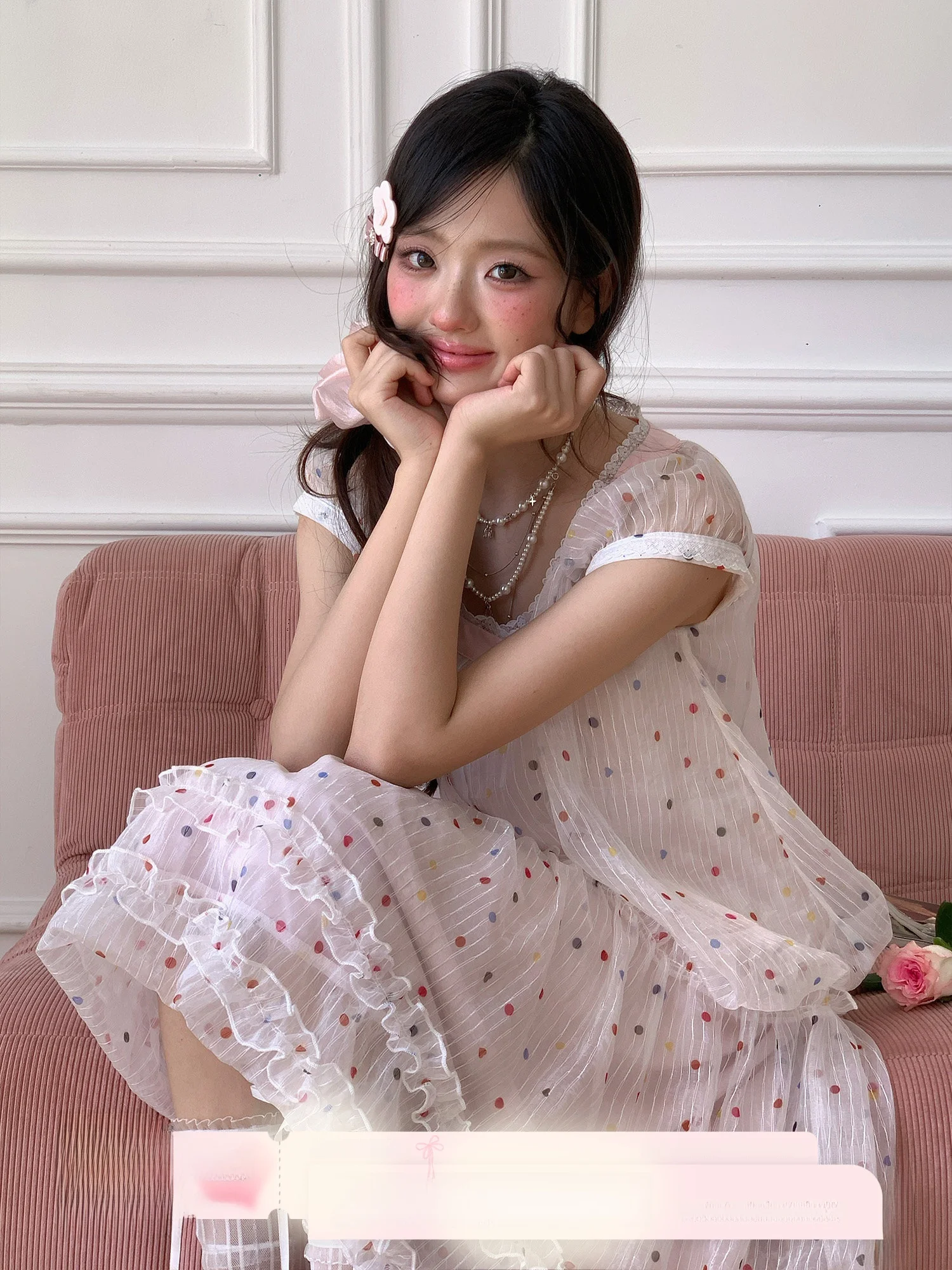 Summer Women's Lace Splice Polka Dot Bubble Sleeve Top And Half Skirt Set Floral Print Breathable Polyester Nylon Fabric
Summer Women's Lace Splice Polka Dot Bubble Sleeve Top And Half Skirt Set Floral Print Breathable Polyester Nylon Fabric