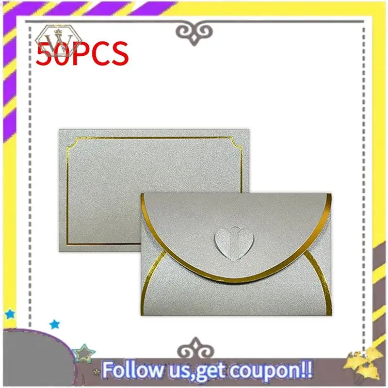 New 50Pcs Gift Card Envelopes With Love Buckle Envelopes With Gold Border Business High-End Envelope For Note Cards, Wedding Sil
New 50Pcs Gift Card Envelopes With Love Buckle Envelopes With Gold Border Business High-End Envelope For Note Cards, Wedding Sil