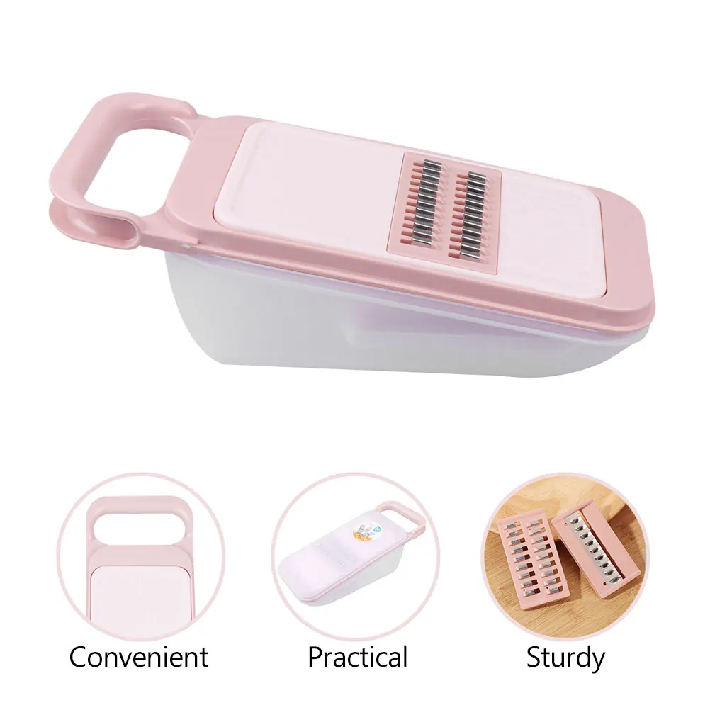 Multifunction Grater Set Pink Coarse Fine Julienne Wavy Slicer Stainless Steel Blade Kitchen Tool For Carrot Vegetable
Multifunction Grater Set Pink Coarse Fine Julienne Wavy Slicer Stainless Steel Blade Kitchen Tool For Carrot Vegetable