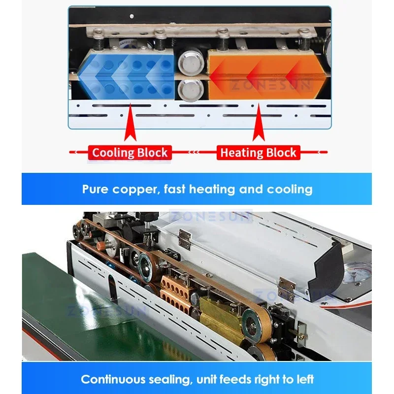 ZONESUN Horizontal Continuous Band Sealer Vacuum Sealing Machine Gas Flush Dry Ink Coding PE PP Aluminum Foil Bags ZS-FK1080B
ZONESUN Horizontal Continuous Band Sealer Vacuum Sealing Machine Gas Flush Dry Ink Coding PE PP Aluminum Foil Bags ZS-FK1080B
