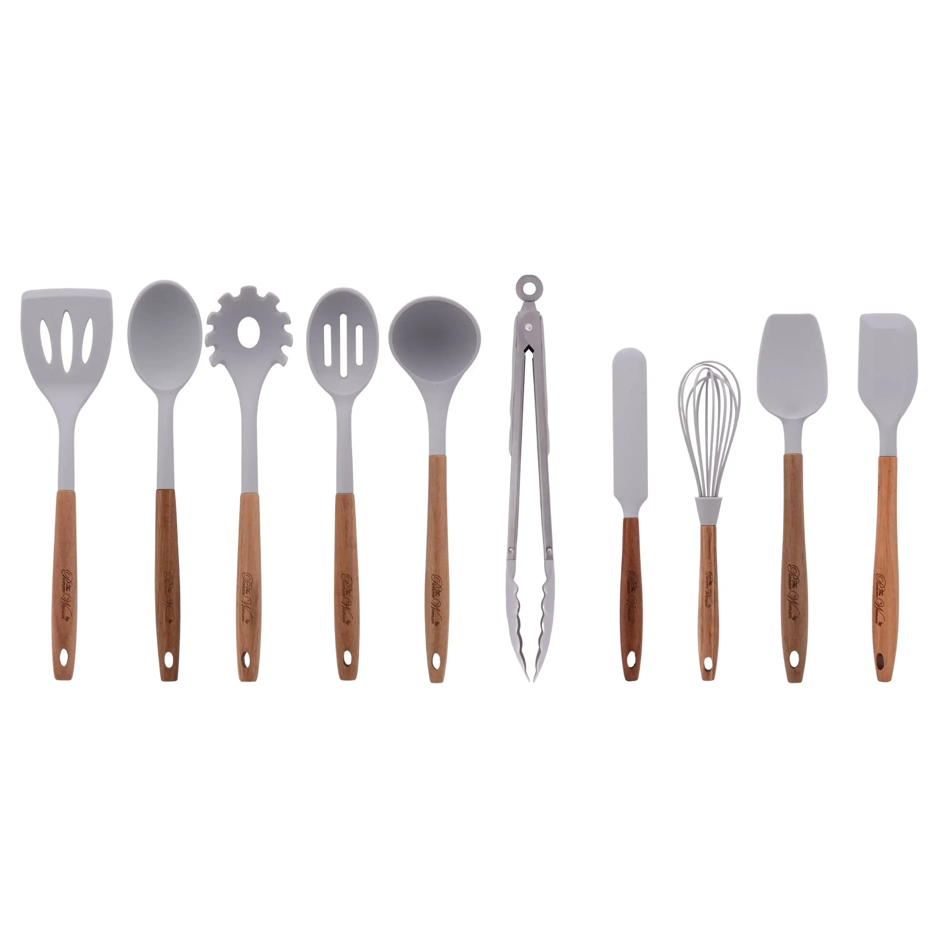 10-Piece Silicone and Acacia Wood Handle Kitchen Cooking Utensils Set, Gray
10-Piece Silicone and Acacia Wood Handle Kitchen Cooking Utensils Set, Gray