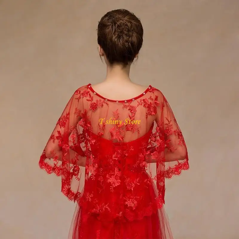 N58F Womens Embroidery Floral Lace Wedding Shawl Eyelash Trim High Low Tulle Bridal Capelet Bolero for Rhinestone Evening
N58F Womens Embroidery Floral Lace Wedding Shawl Eyelash Trim High Low Tulle Bridal Capelet Bolero for Rhinestone Evening
