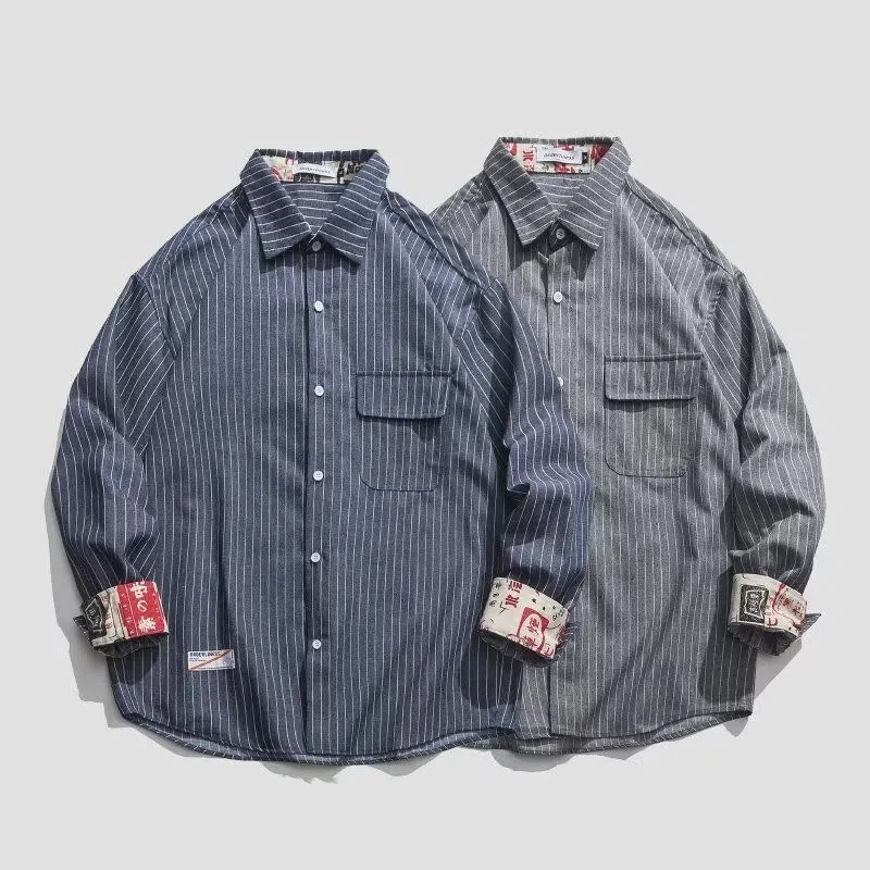 Japanese Style Retro Autumn Cargo Shirts Men Lapel Striped Pockets Button Trend Fashion Casual All-match Loose Long Sleeve Tops
Japanese Style Retro Autumn Cargo Shirts Men Lapel Striped Pockets Button Trend Fashion Casual All-match Loose Long Sleeve Tops