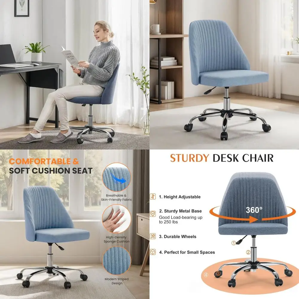 Modern Blue Swivel Desk Chair with Adjustable Height and Wheels for Home Office, Living Room, and Makeup Use
Modern Blue Swivel Desk Chair with Adjustable Height and Wheels for Home Office, Living Room, and Makeup Use